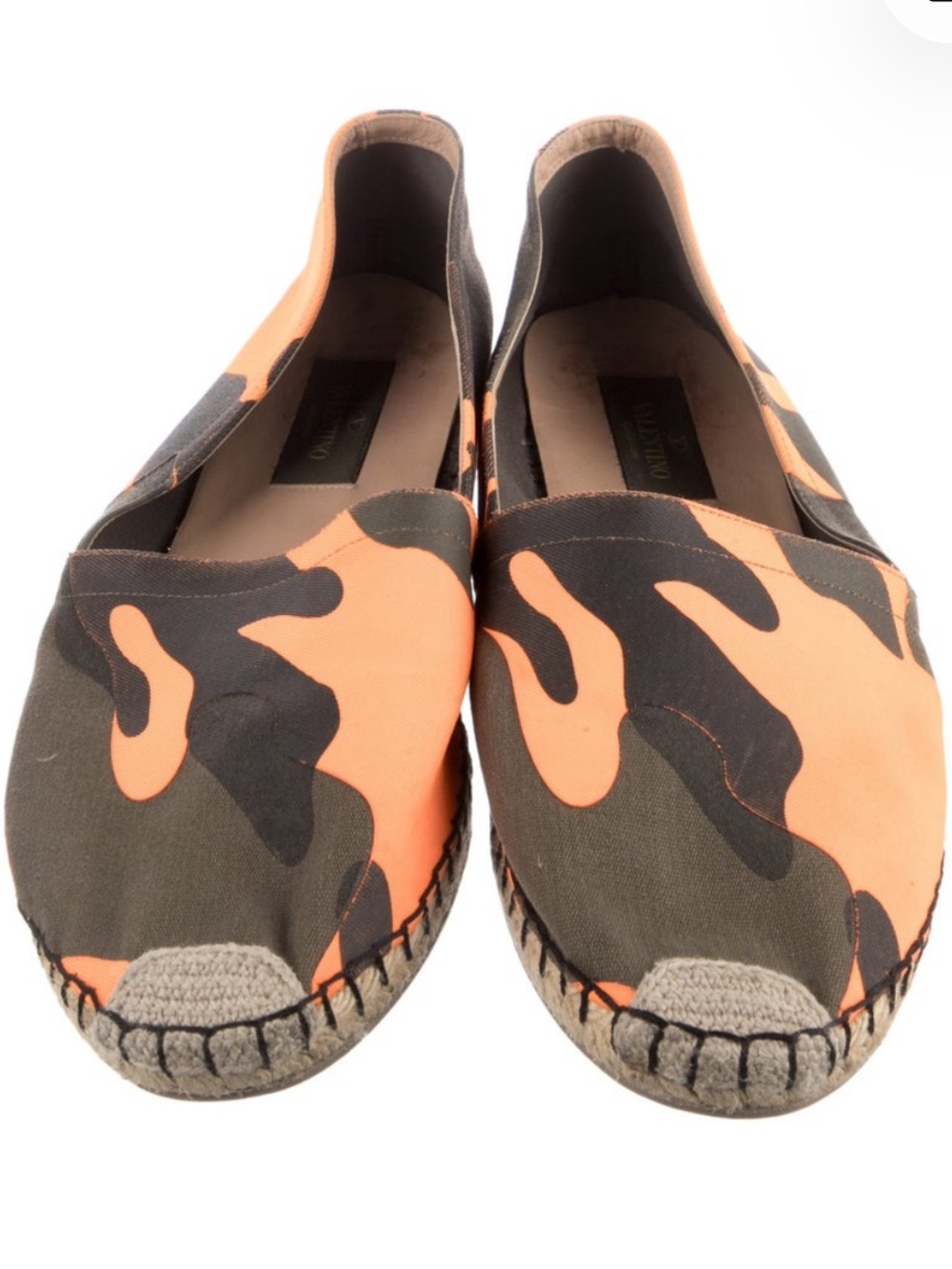 Valentino Orange & Olive Camouflage Canvas Espadrilles